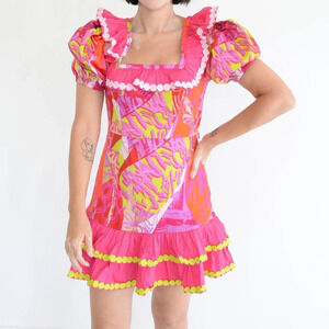 Alden Adair Crazy Crush Purple Pink Floral Emma Ruffle Sleeve Mini Dress S